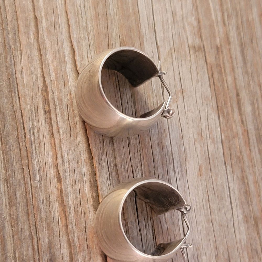 Sterling Extra Wide Rounded Hoop Earrings - Picture 8 of 8